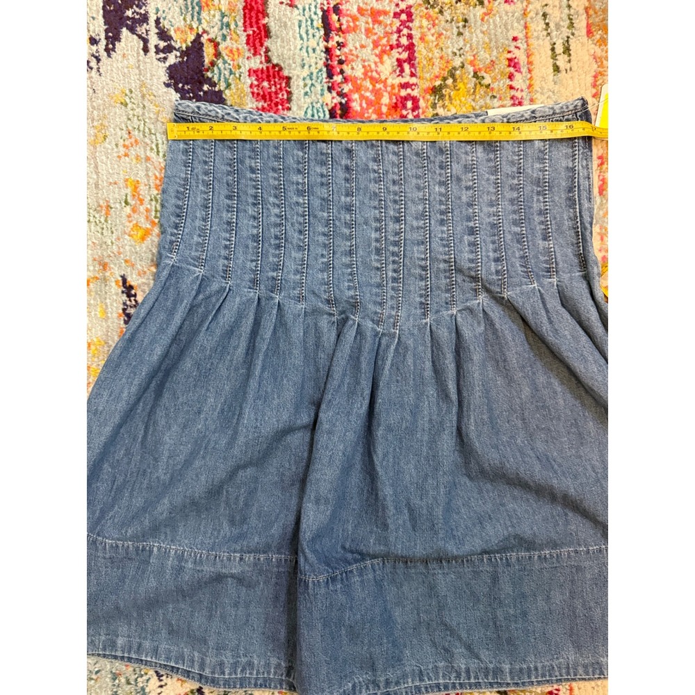 NWT Free People Peyton Pintuck Denim Midi Skirt California Coast Blue Size 12 - Picture 6 of 7